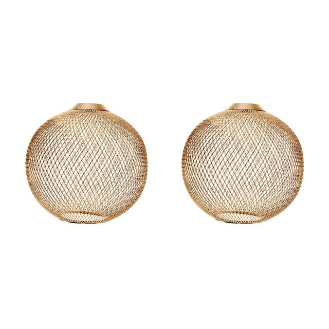 Naiovety Lámpara colgante de pantalla de línea para dormitorio/hogar/hotel durabilidad luces colgantes de pantalla de lámpara de metal Oro 2Conjunto