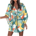 thumbnail image 1 of Vestidos Casuales de Verano Con Cordón de Media Manga Y Cuello en V Con Botones Estampados en La Parte Delantera Para Mujer Odeerbi ODB116226, 1 of 5