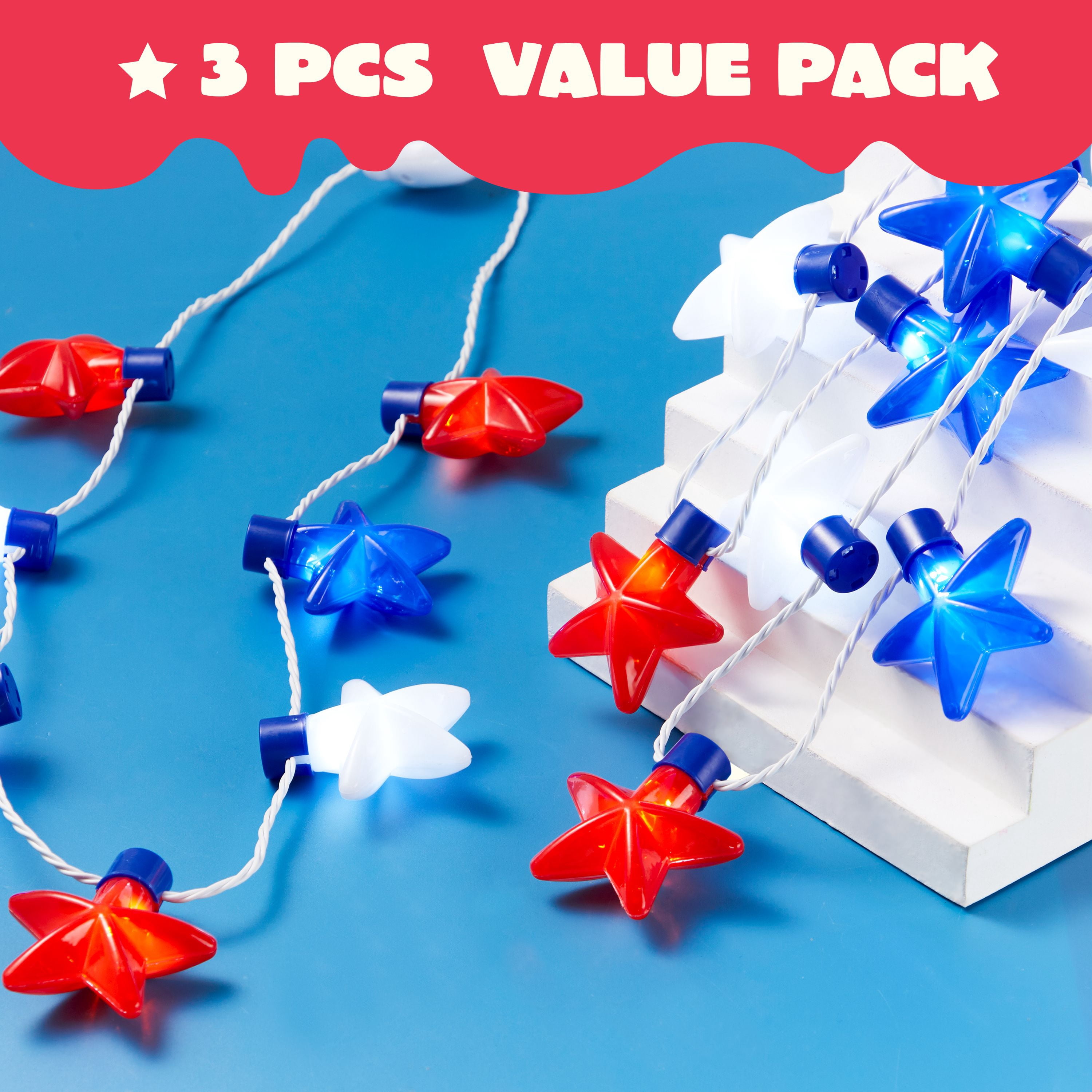 JOYIN 3 Pcs 4th of July Decorations Necklace Accessories,July 4th Party Supplies Light up Necklaces,Party Favors Supplies Decorations for Fourth of July,Patriotic,Memorial Day