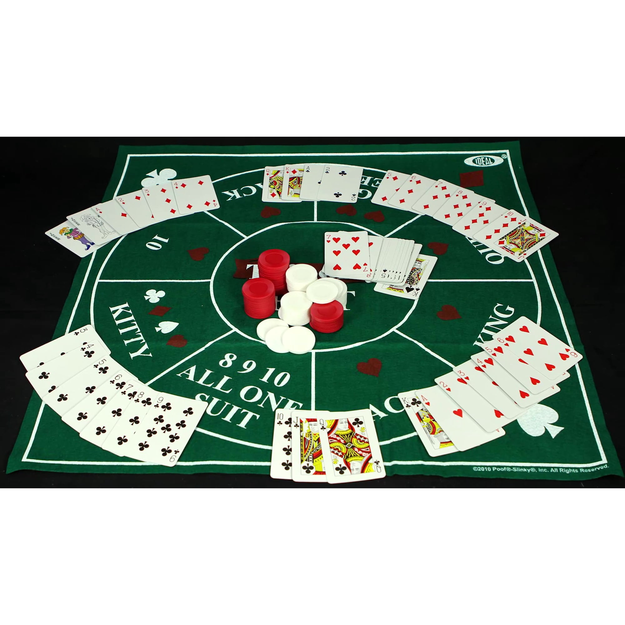 Alex: Ideal: Tripoley Deluxe - The Game Of Michigan Rummy, Hearts & Poker - Deluxe Felt Mat, Family Card & Token Game, Adults Kids Age 8+, 2-9 Players