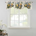 thumbnail image 2 of Tie Up Valances for Windows, Yellow Blue Floral Leaves Adjustable Valance Curtains Window Treatment for Living Room/Bedroom, Vintage Flowers Botanical Rod Pocket Kitchen Curtains & Drapes 54x18 Inch, 2 of 9
