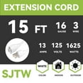 thumbnail image 2 of EP 15 Ft 16/3 SJTW White Outdoor/Indoor Extension Cord, Durable Electrical Cable, 2 of 5