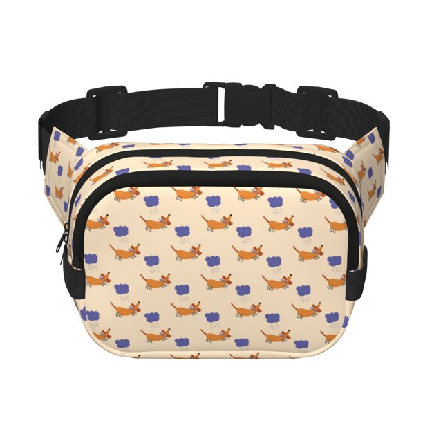 Fotbe Dachshund Cangurera Cuadrada con Estampado de Doble Capa, Bolsa de Cintura Ajustable Mini para Hombres y Mujeres