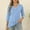 Light Blue, variant on dazeni Women's V Neck 3/4 Sleeve T Shirts Fashion Polk Dot Print Top Dressy Casual Basic Tees Shirt Tunic Blouses S-2XL