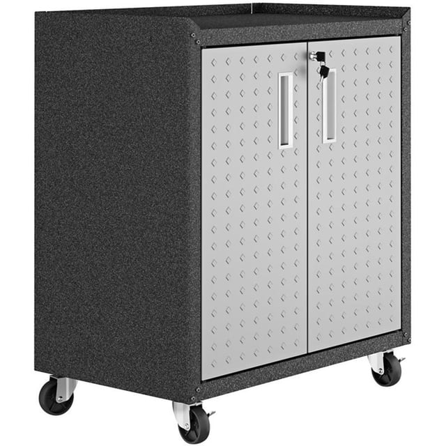 Pemberly Row Armoire de Garage Mobile Moderne en Métal Acier à 2 Portes, Gris