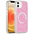 thumbnail image 3 of For Apple iPhone 16 Plus (6.7") Magsafe Case Cute Pattern Design Durable Shockproof SlimTPU Hard Back [Compatible with Magsafe] Cover, XPM Phone Case [Hearts Pink], 3 of 8