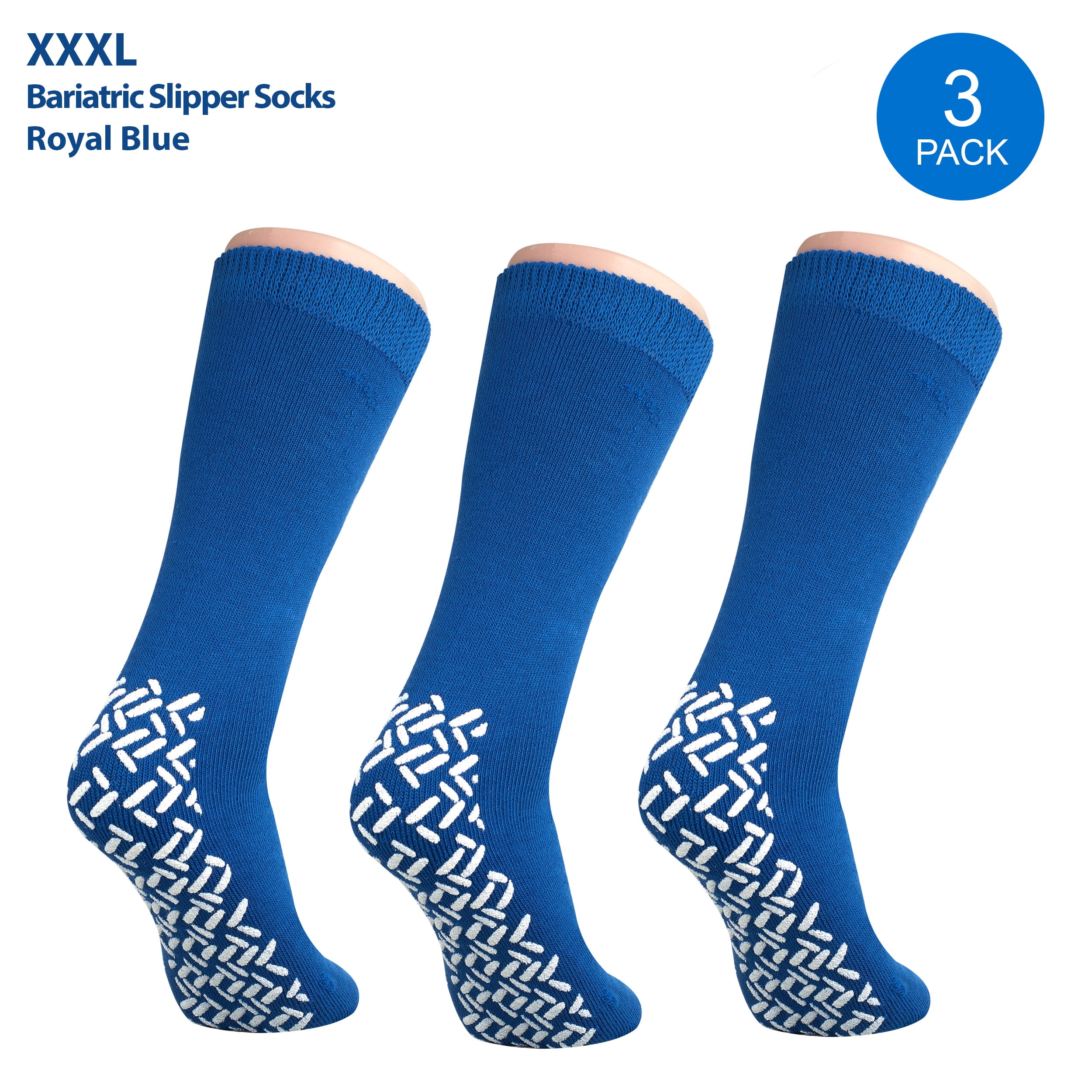 Pack of 3 Pairs - XXXL Non-Skid Bariatric Extra Wide Slipper Socks