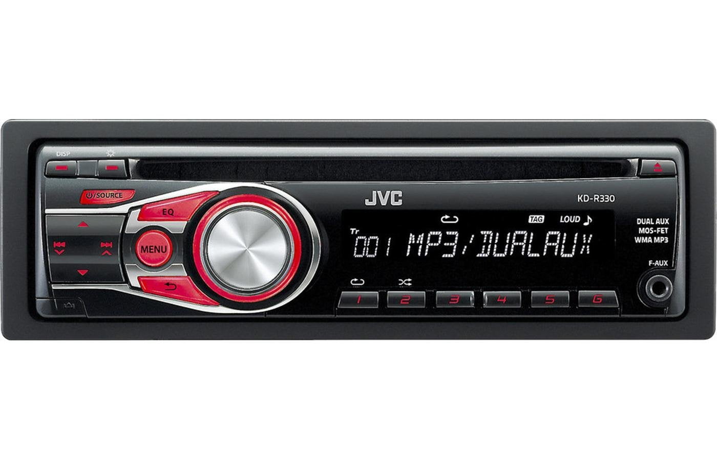 JVC Single_Din Car Stereo With Dual Aux Inputs, 3_Band Equalizer & 6