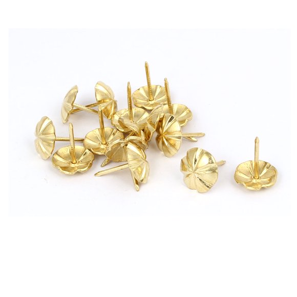 Clou Décoratif pour Rembourrage de 16 mm de Diamètre, Tige Poussoir, Tonalité Or, 15 Pcs