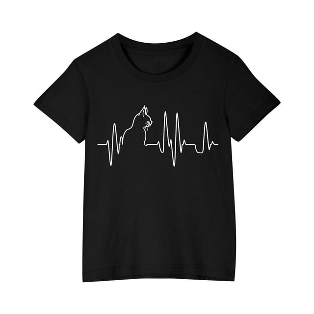 T-shirt en Coton pour Tout-Petits Garçons Filles Col Rond Manches Courtes T-Shirt Imprimé Haut 1 Pce