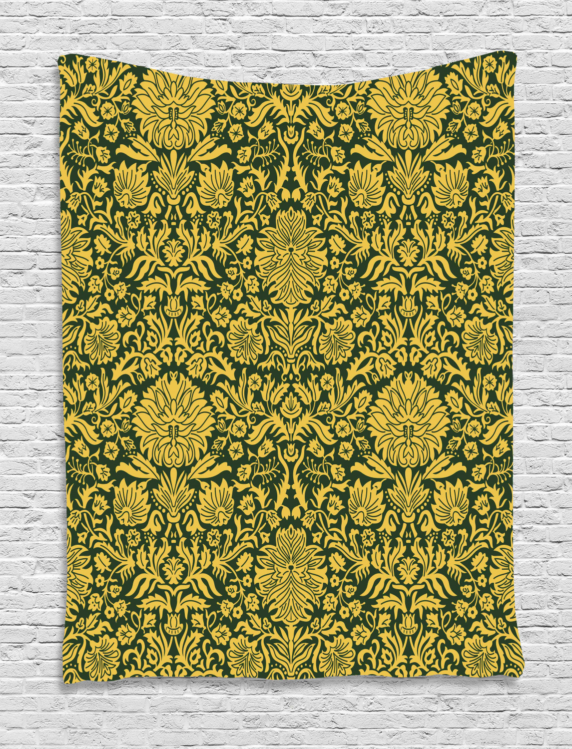 Floral Tapestry, Victorian Baroque Flower Motifs with Swirl Petals and
