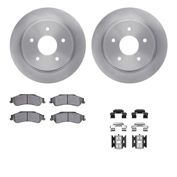 Dynamic Friction Company Rear Brake Rotors with Ultimate Duty Performance Brake Pads includes Hardware 6412-48055