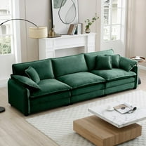 Modern Mid-Century 3-Seater Sectional Sofa with 220×80×75cm, Green Corduroy Fabric