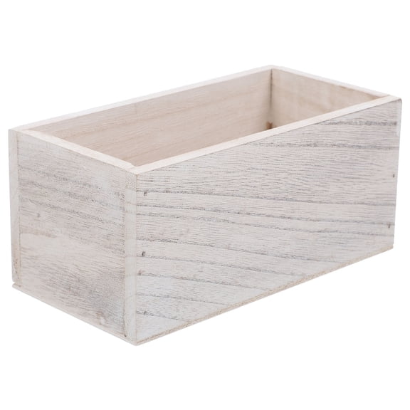 Raindrops 1Pack Rectangular Wooden Flower Pot in White Color for Room succulent pot