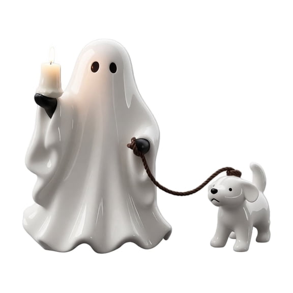 Halloween Ghost Dog Statue, Ghost Walking Dog Decor Cute Resin Statue, Porch or Garden, Halloween Decor Indoor Outdoor Decorations