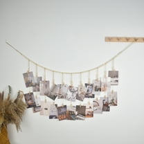 1pc Bohemian-Style Collage Photo Frame Set With Display Shelf, 22 Clips And Floral Garland, For Dorm Classroom, Bedroom Decoration Gifts Birthday Graduation