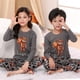 thumbnail image 1 of Pijamas navideños para niños y niñas, conjunto de algodón, ropa de dormir para el hogar, otoño e invierno, dos piezas, 1 of 4