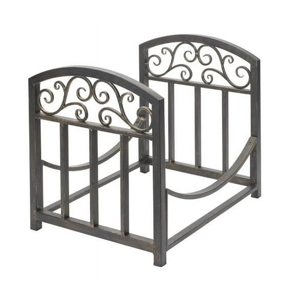 Panacea Log Bin with Scrolls, Brushed Bronze