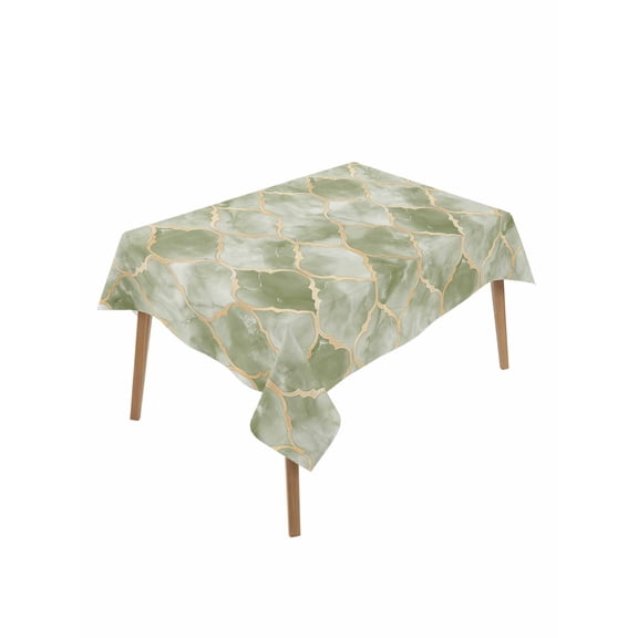 Sage Green Geometric Table Cloth, Modern Morocco Abstract Art Waterproof Tablecloth for Rectangle Tables, Reusable Washable Fabric Table Cover for Restaurant Kitchen Dining Tables 52"x70"
