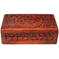 thumbnail image 4 of Ajuny Wooden Handmade Antique Jewelry Storage Box Handcarved Decorative Chest Trinket Holder Watch Box, Great for Gifts 8x5 inch, 4 of 5