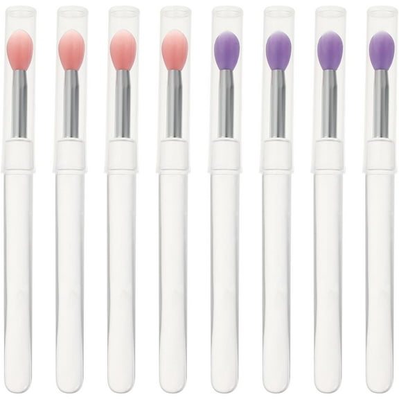 8pcs Silicone Lip Brush Lipstick Applicators Lip Scrub Eyeshadow Brushes with Clear Lid Handle Makeup Supplies for Lip Eyeshadow (Assorted Color)