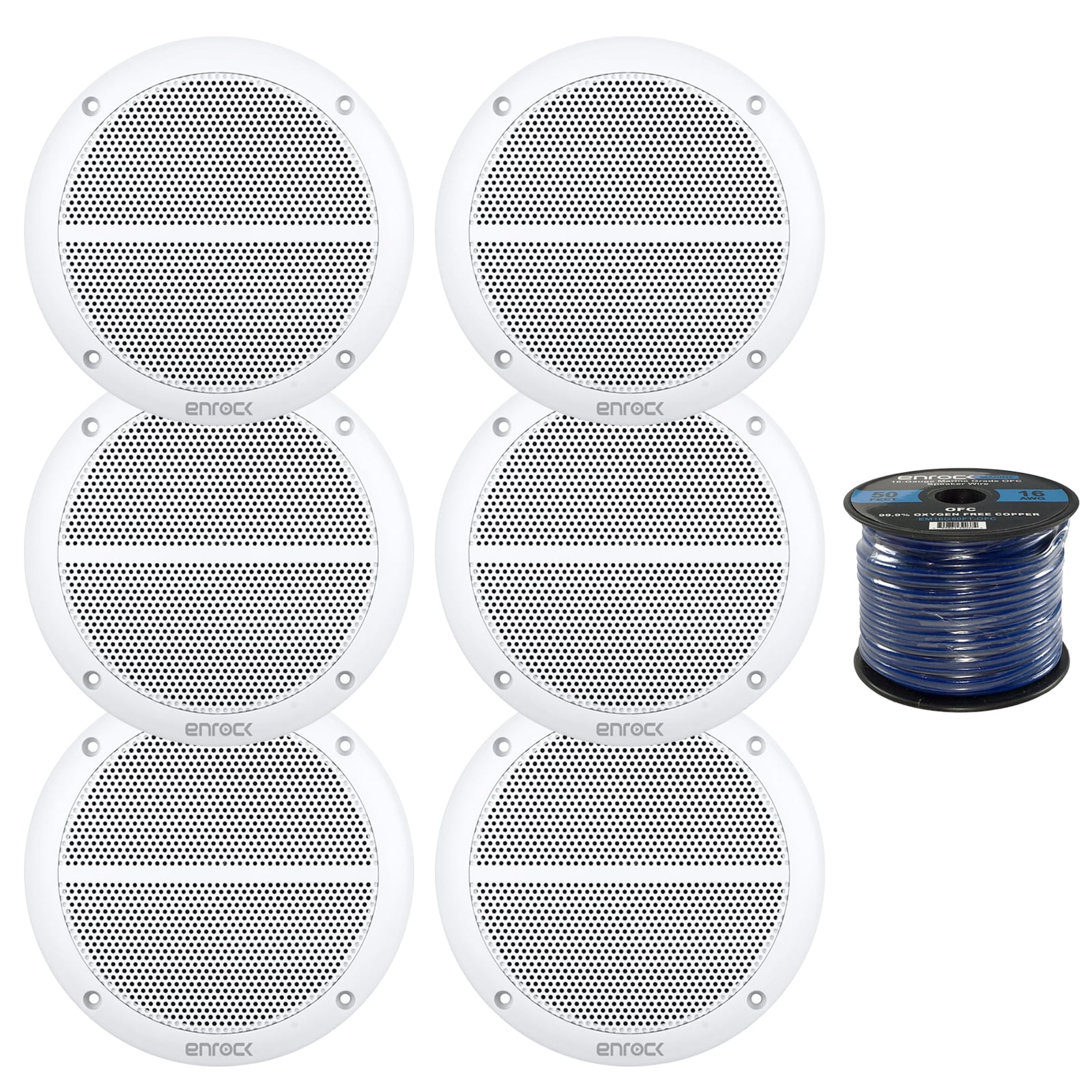 6 x Enrock Marine EM602W Dual 6.5" Inch Weather Resistant Full Range
