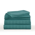 thumbnail image 4 of 4-Piece Stripe Teal Polyester Bed Sheet Set, Queen –18 inch Deep Pocket, 4 of 5