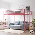 thumbnail image 2 of Ktaxon Loft Bed Queen Size with Flat Rungs, No Box Spring Required,Heavy Duty Metal Slat Support,Pink, 2 of 9