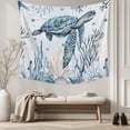 thumbnail image 5 of Coastal Sea Turtle Tapestry for Bedroom Wall Hanging Tapestry, Summer Ocean Coral Conch Ceiling Backdrop Tapestries Poster Blanket Wall Decor for Teens Room Living Room Dorm 59" x 90", 5 of 8