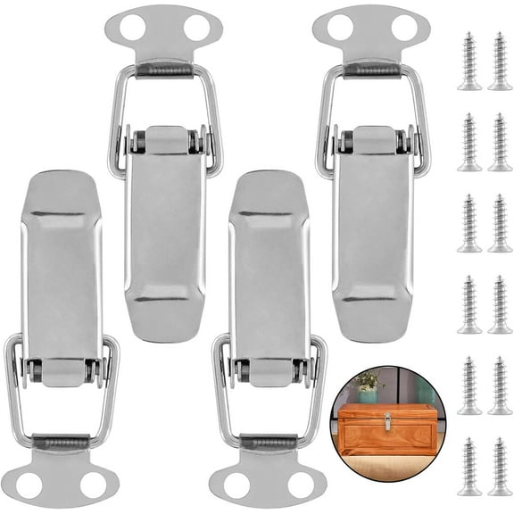 4Pcs Spring Loaded Toggle Latch, 2.3" Stainless Steel Toggle Latch Catch Hasps Clamp Clip with Screws for Wooden Box, Case, Chest, Cabinet