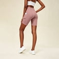thumbnail image 5 of hlysgo Women's Leggings Yoga Shorts Tummy Control Elastic Waist Slim Fit Short Workout Gym Soft Comfort Shorts with Side Pockets Pink,XL, 5 of 6