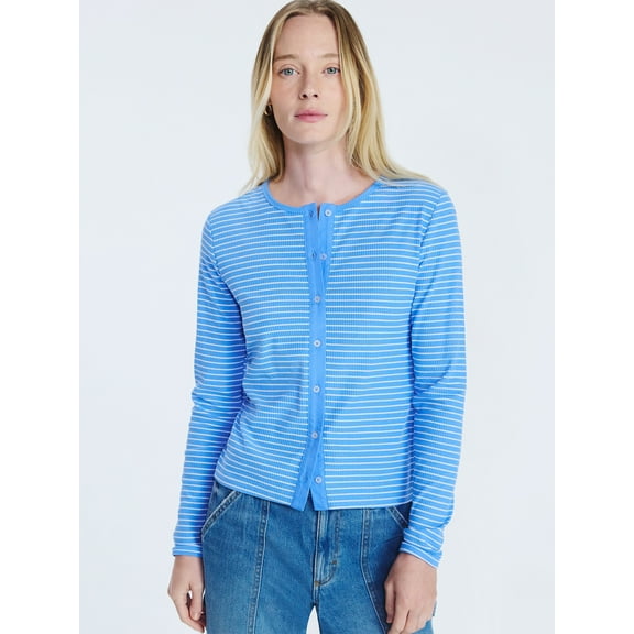 Free Assembly Women's Fitted Cardigan Sweater with Long Sleeves, Lightweight, Sizes XS-XXL