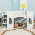 thumbnail image 2 of Euroco Wood Twin Size Loft Bed, Castle House Bed with Storage Staircase, White, 2 of 12
