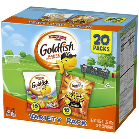 Pepperidge Farm Goldfish Colors Cheddar and Flavor Blasted Xtra Cheddar Crackers, 18 oz. Variety Pack Box, 20-count 0.9 oz. Single-Serve Snack