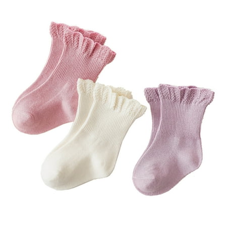 

3 pairs/lot Baby Socks Children Girls Autumn Winter Warm Sock Solid Color Clothes Accessories for 0-5 Years Child