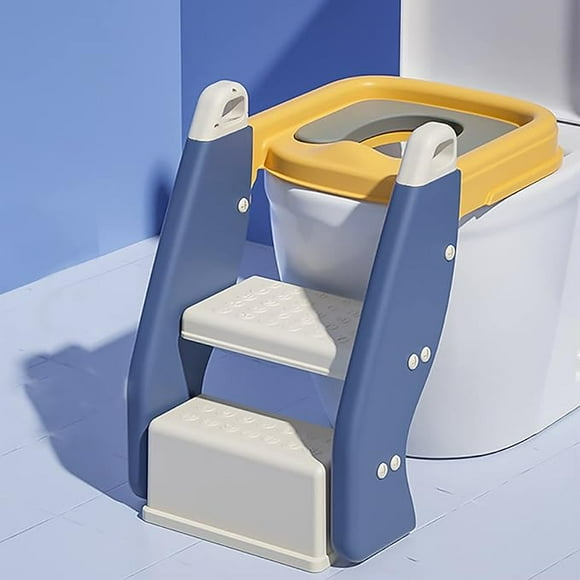Kids Toddler Toilet Potty Training Seat Chair with Step Stools Ladder, Blue