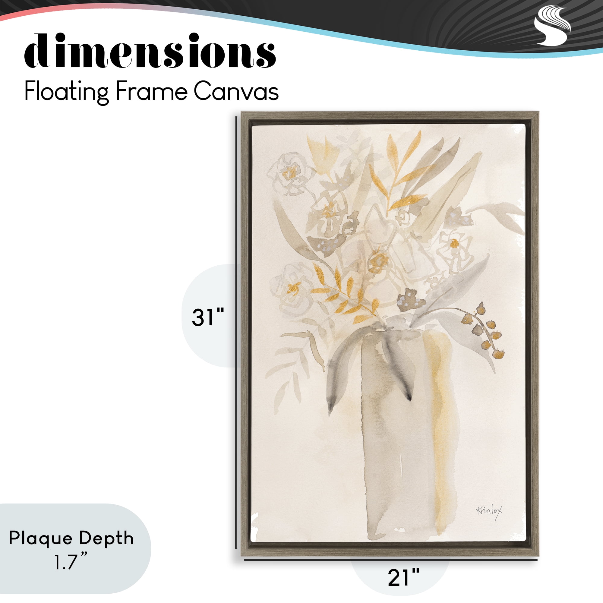 Stupell Industries Earthy Soft Flower Vase Brown Framed Floater Canvas Wall Art, design by Krinlox