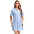 thumbnail image 1 of iiniim Womens Short Sleeve Work Dress V Neck Button Down Knee Length For Daily Wear Light Blue XL, 1 of 7
