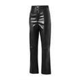 thumbnail image 6 of Genuiskids Women Pu Leather Pants Stretch Pleather Trousers High Waist Casual Party Club Street Straight Leg Sliming Pants, 6 of 9