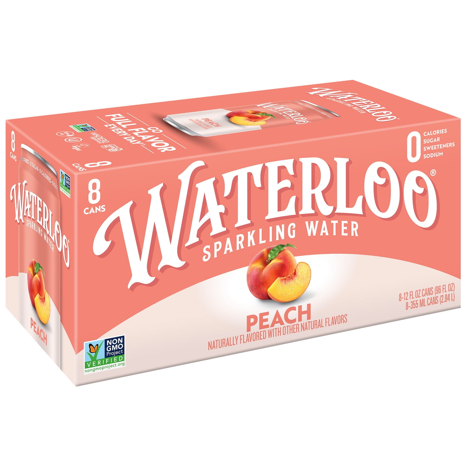 Waterloo Sparkling Water, Peach, 12 fl oz, 8 Pack Cans