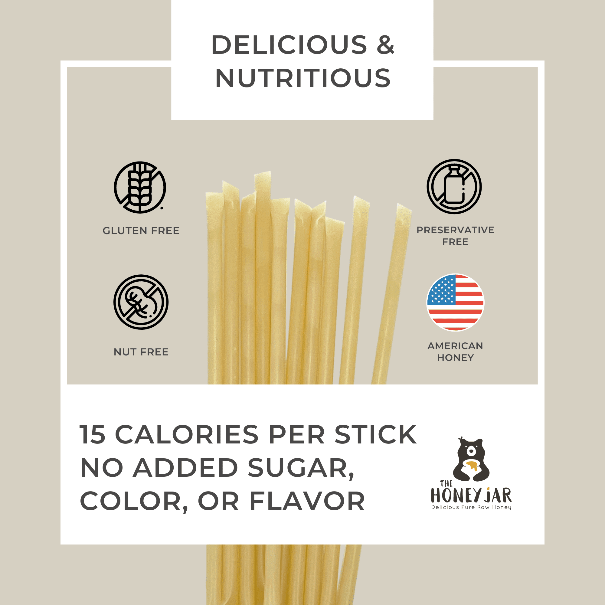 The Honey Jar - Vanilla Naturally Flavored Honey Sticks - 100 Count Package