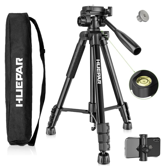 Huepar Professional Laser Level Tripod, 60 Inch Adjustable Laser Level Stand, Suit for Heavy Duty Laser Levels, Point Lasers, Laser Distance Measures