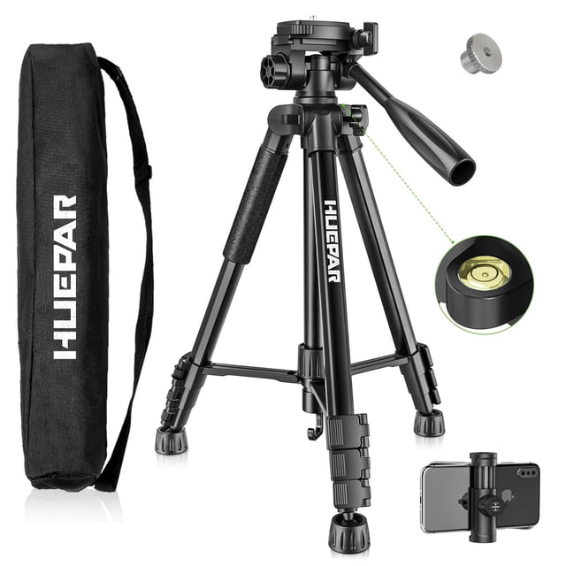 Huepar Professional Laser Level Tripod, 60 Inch Adjustable Laser Level Stand, Suit for Heavy Duty Laser Levels, Point Lasers, Laser Distance Measures