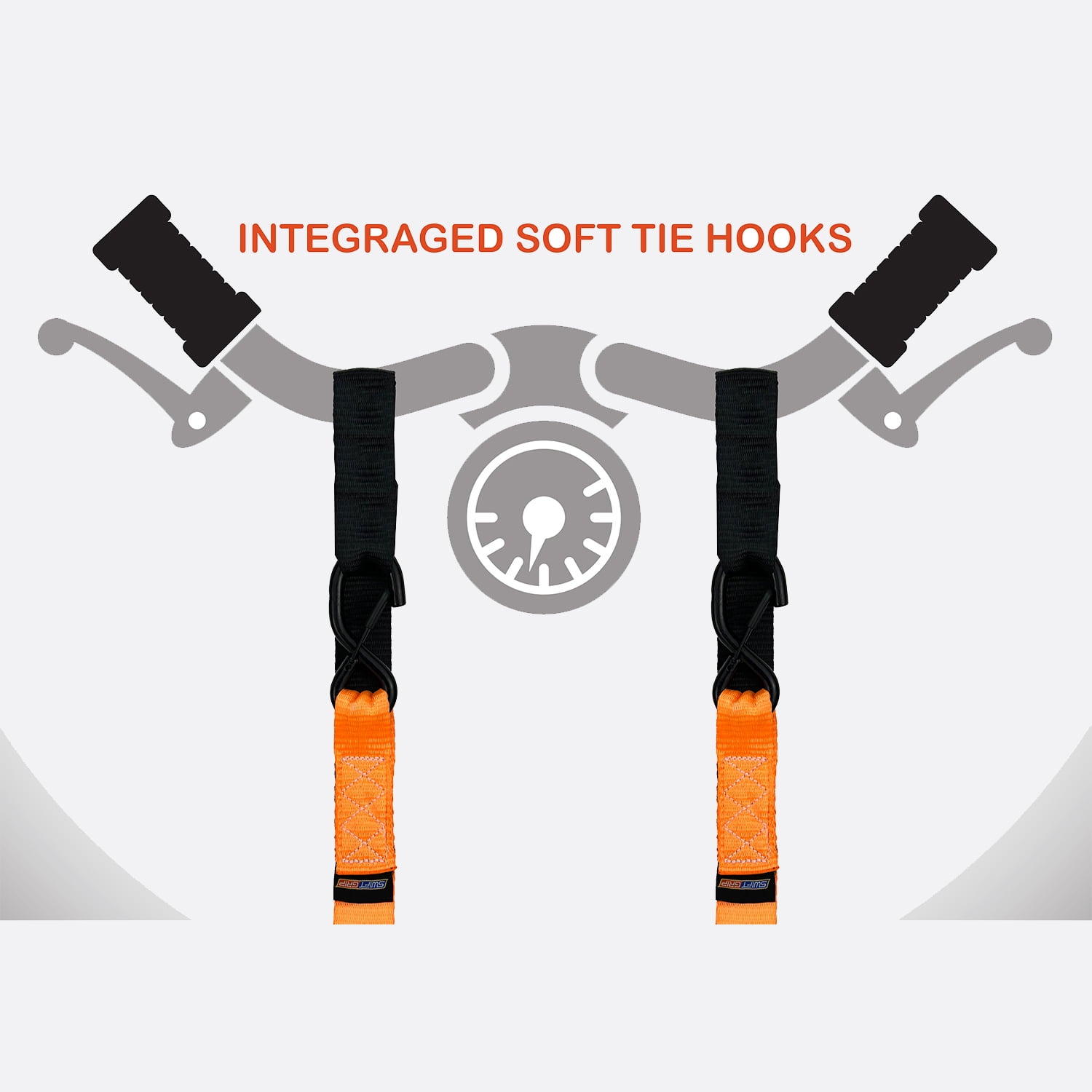 Ratchet Straps Heavy Duty Tie Downs, (2) 1.5"x 8' Heavy Duty Ratchet Strap with Integrated Soft Tie Hook, UTV Tie Down Straps, Motorcycle Tie Down Straps, Padded Handles & Coated Chromoly Hooks(Black)