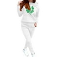 thumbnail image 2 of BiZtdJrK St. Patrick's Two Piece Track Suits Womens Irish Shamrock Print Hooded Sweatshirts and Drawstring Elastic Waist Sweat Pants Jogger Sets White S, 2 of 6