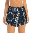 thumbnail image 2 of Xecao's Anchors and Lighthouse for a double-layer running short for women, perfect for gym, tennis, and more, featuring a convenient pocket., 2 of 9
