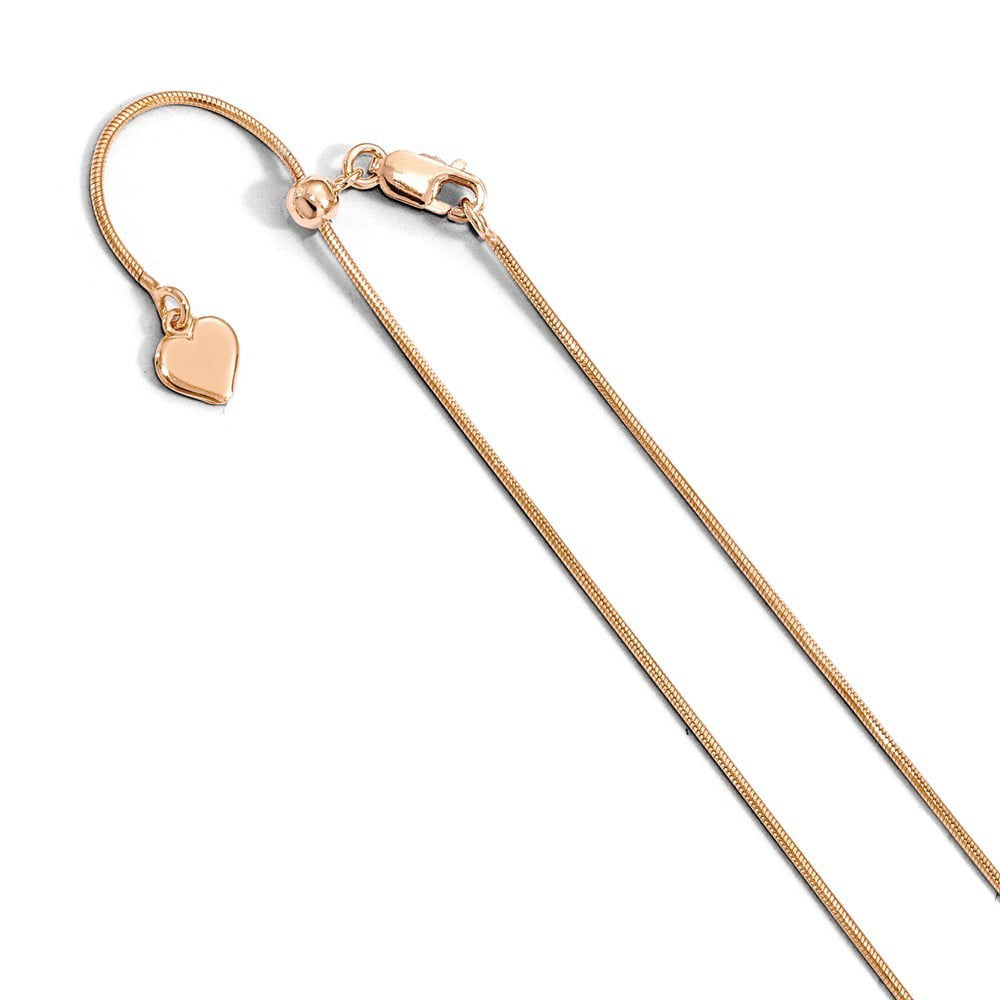 Length Options 22 30 Leslie 925 Sterling Silver .95 mm Rose Gold-Flashed Adjustable Snake Chain Necklace 
