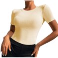 thumbnail image 1 of Blusa superior sexy de manga corta sólida con cuello redondo de verano para mujer con estilo OAVQHLG3B Store lin121212, 1 of 5