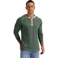 thumbnail image 6 of JWD Mens Henley Long Sleeve T-Shirt Cotton Casual Shirt US VG Green L, 6 of 6