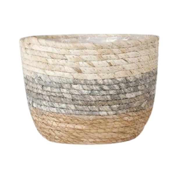Cesta tejida para plantas, cesta de estilo rústico con forro impermeable para almacenamiento L